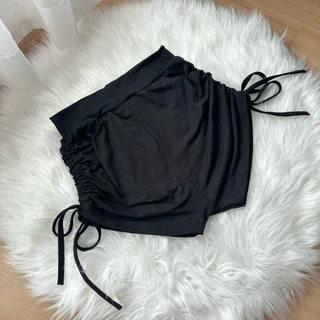 ใหม่ล่าสุด กางเกงขาสั้นรูดข้างเอวสูง ขาสั้นสายฝอ สีพื้นและลาย มี 2 ไซส์