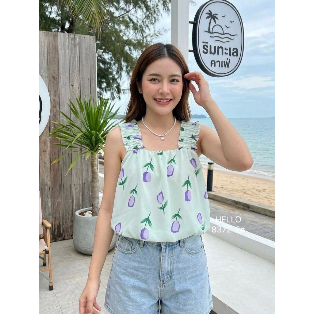เสื้อสายเดี่ยวจั้มยางยืด ผ้าชีฟองมีซับใน 2 ชั้น ชายบอลลูนน่ารักมาก ราคา ถูกที่สุด ดีลบีเคเค แกลเลอรีภาพที่ 3