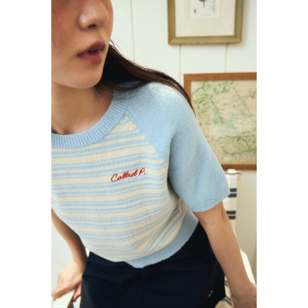 Pacific Knit Top เสื้อนิตทอลายทางแขนสั้น