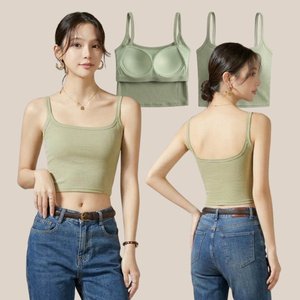 WsimpleBra | Freya Crop Top สายเดี่ยว ทรงครอป เปิดหลัง  มีบราในตัว เลิกใส่ชุดชั้นในและซิลิโคลปิดจุก