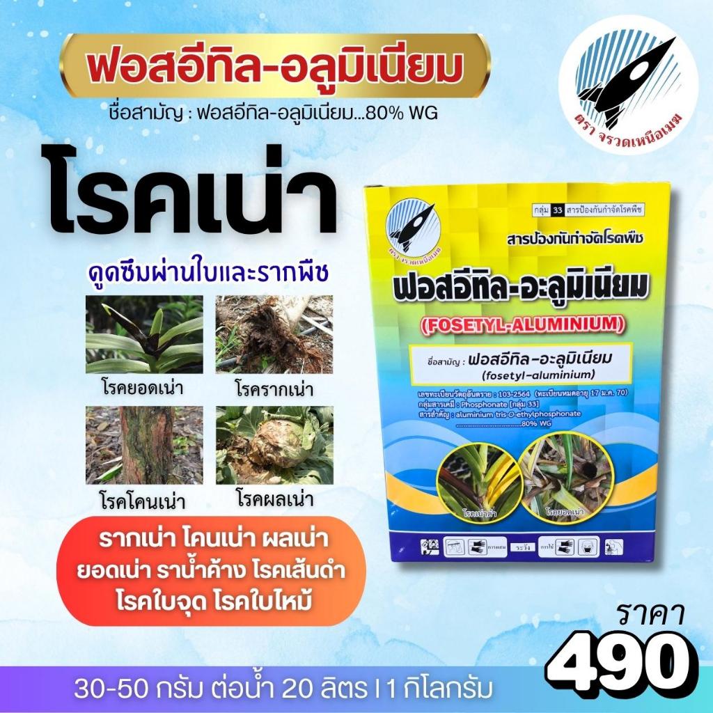 ฟอสอีทิล-อะลูมิเนียม (80%) โรครากเน่า โคนเน่า ยอดเน่า  ผลเน่า ราน้ำค้าง โรคเส้นดำ ใบจุด ใบไหม้ (1 กิโลกรัม)