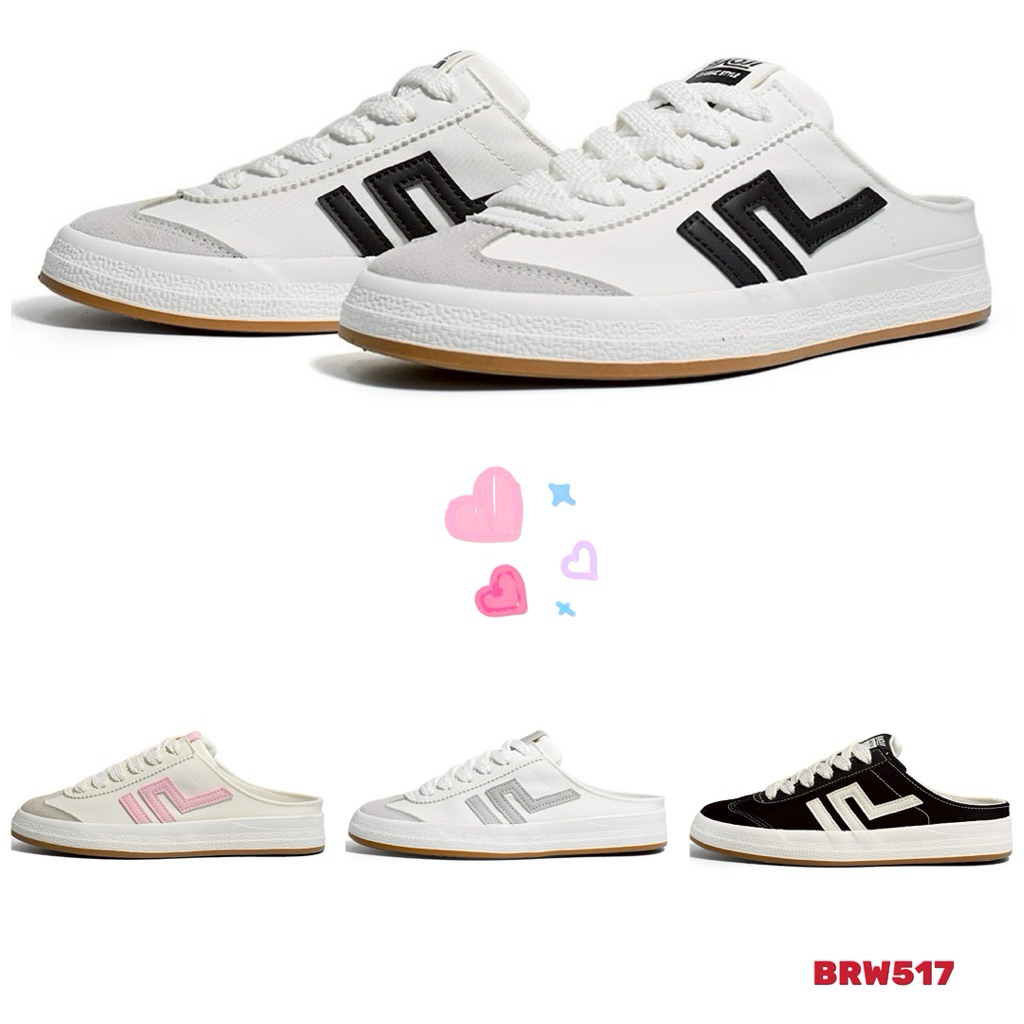 รองเท้าผ้าใบบาโอจิbaoji รองเท้าผ้าใบแบบสวมเปิดส้น สวมใส่ง่าย เก๋ไก๋เบาสบาย #brw517