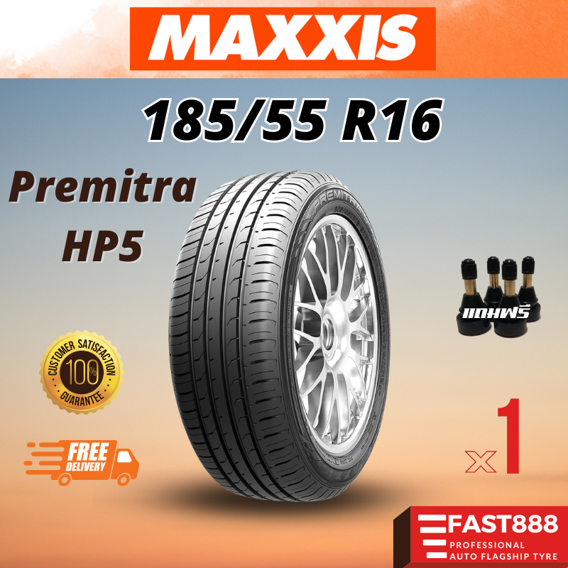 ยางใหม่ปี 26 MAXXIS ยางแม็กซิส 185/55 R16 รุ่น HP5 ยางเก๋งขอบ16  มีประกันโรงงาน