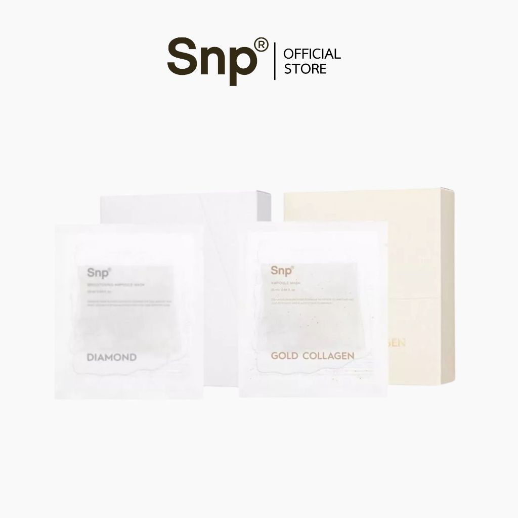 [10 แผ่น มาส์กแอมพูล กระจ่างใส:คอลลาเจน] SNP Ampoule Mask 25 ml./0.84 fl.oz.