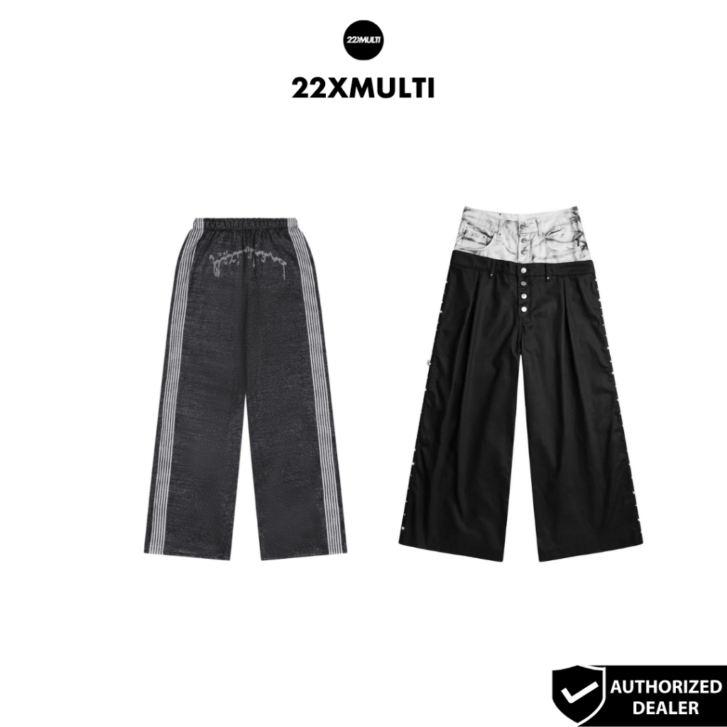 CH2 - TOO MUCH FLEX Glitter Pants/ DOUBLE WAIST DIRTY WHITE JEANS