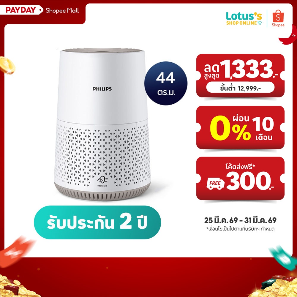 ฟิลิปส์ เครื่องฟอกอากาศ สำหรับ 44 ตร.ม. รุ่น AC0650/10 PHILIPS AIR PURIFIER 44 SQM #AC0650/10