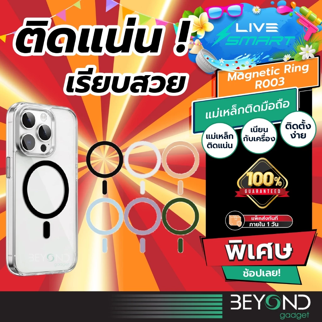 ส่งด่วนจากไทย ดูดแรง 2X❗️ แผ่นแม่เหล็ก ติดหลังมือถือ LiveSmart Magnetic Plate R003 แผ่นเหล็กติดมือถือ