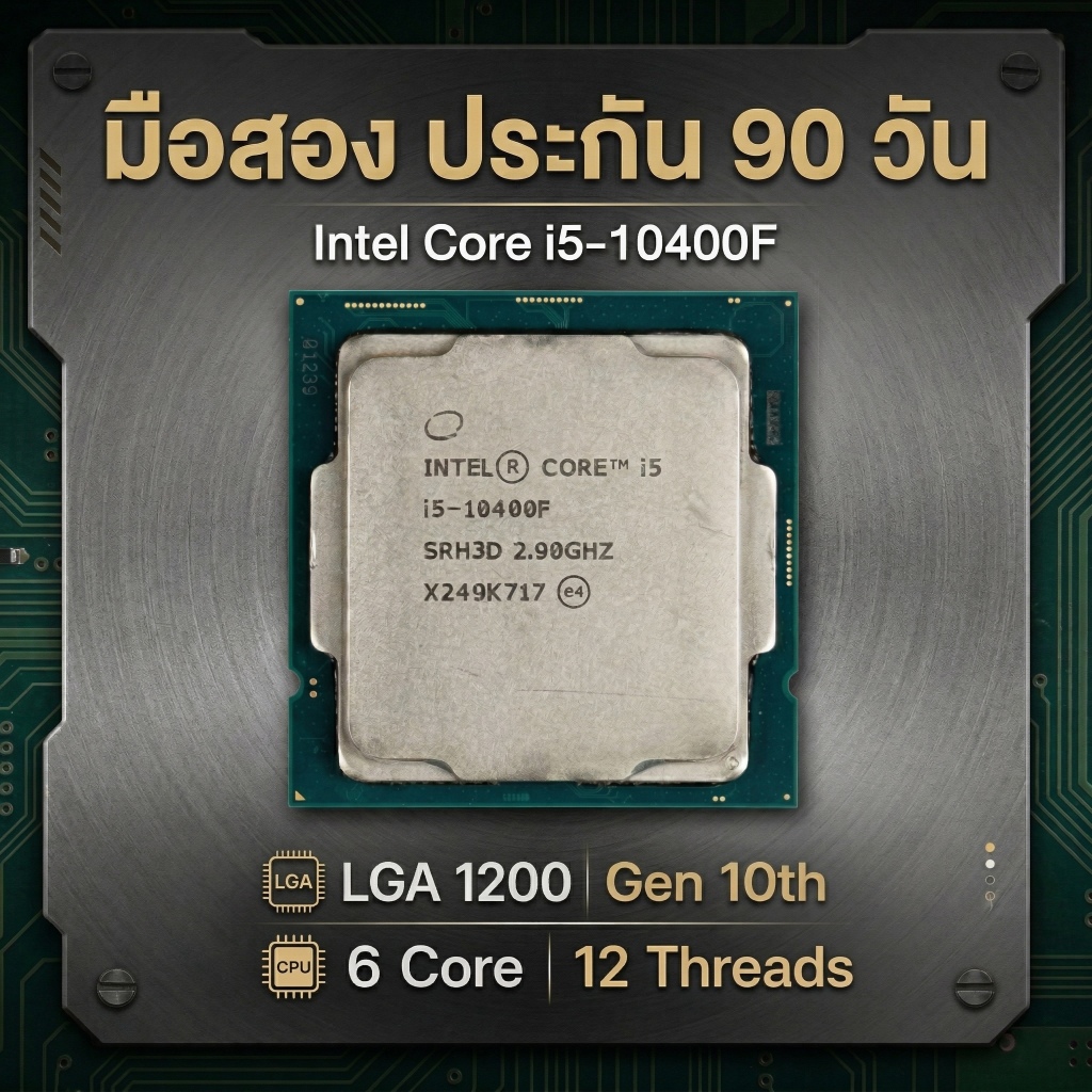CPU Intel Core i5-10400F (Gen 10) 6 คอร์ 12 เธรด LGA 1200 มือสอง สภาพดี ประกันร้าน 90 วัน