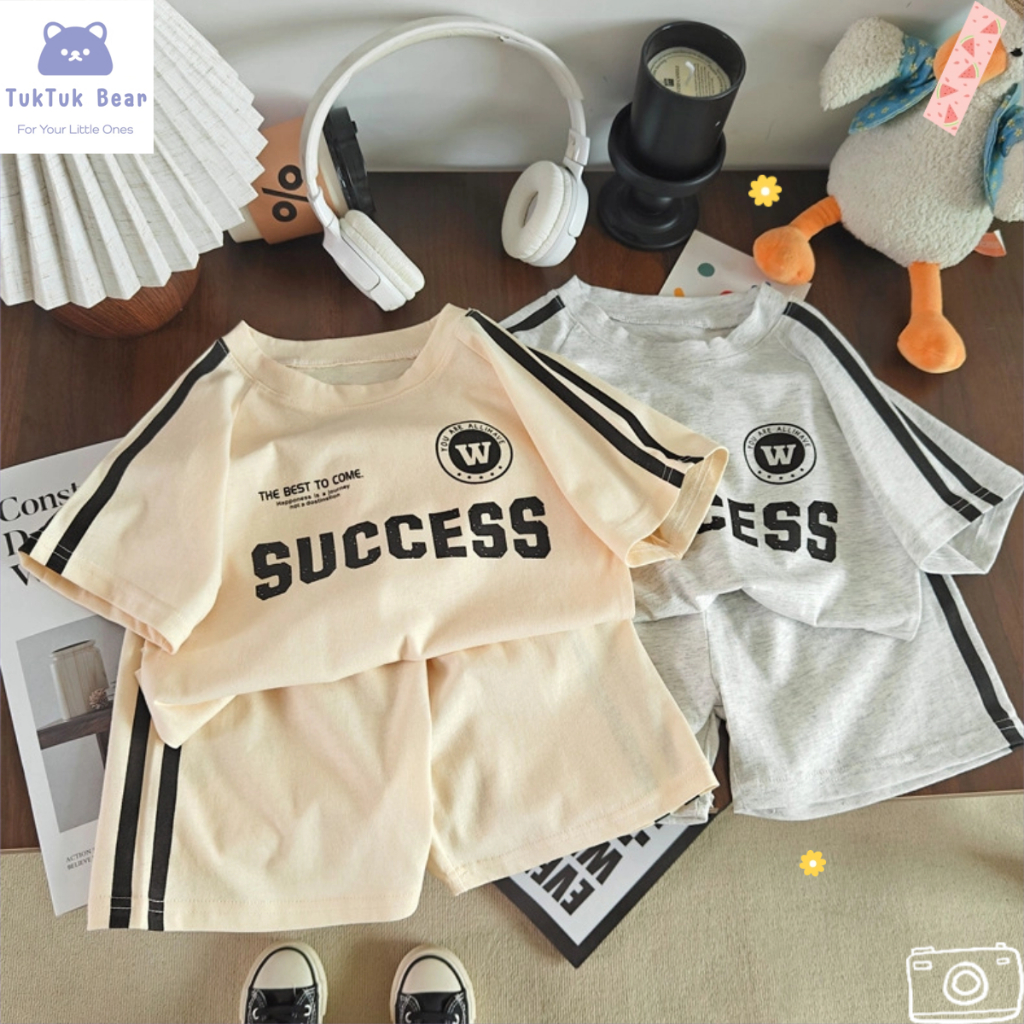 ชุดฤดูร้อนเด็ก ชุดเสื้อแขนสั้นเด็ก ผ้ายืด ทรงหลวม ลายตัวอักษร สไตล์เกาหลี  ไซส์80-130