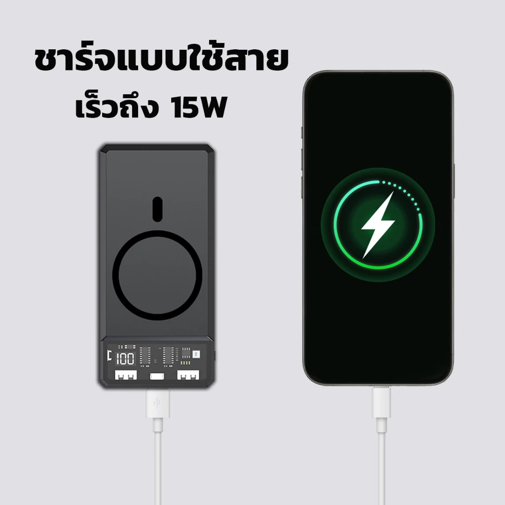 ⚡บริการรับประกัน⚡ CCC Powerbank 20000mAh แท้100% พาวเวอร์แบงค์ ชาร์จเร็วPD20W Magnetic Wireless USB Type-C แบตสำรองไร้สา thumbnail 9