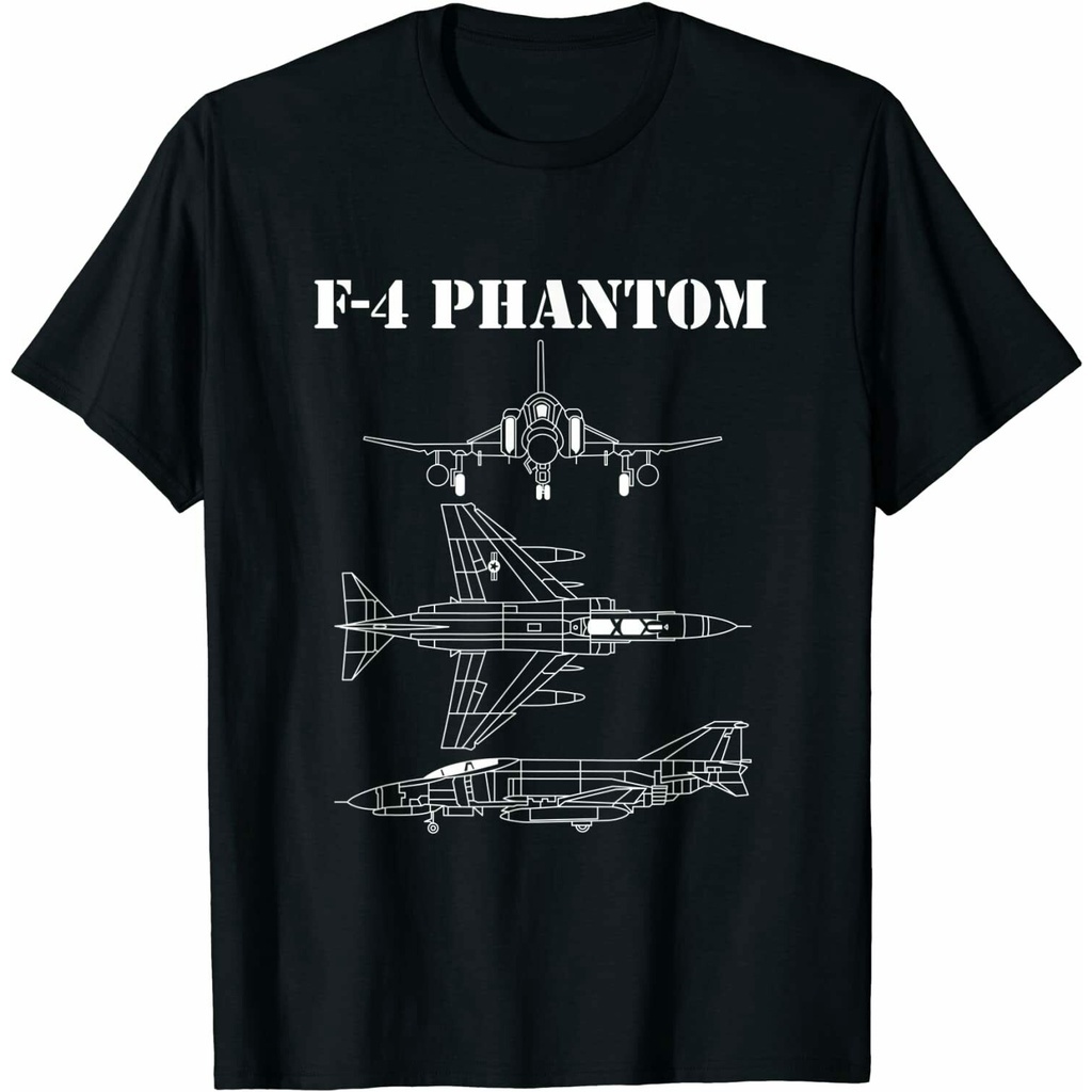 เสื้อยืดแขนสั้น ลาย F-4 Phantom สไตล์เครื่องบินทหาร ผ้าฝ้ายแท้ คอกลม ยูนิเซ็กซ์ มีไซส์ S-5XL มีหลายส