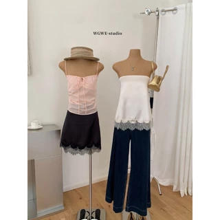 (พร้อมส่ง) เสื้อเกาะอกผ้าซาติน ใส่เป็นกระโปรงได้รุ่น 9036 TAG WG.WE 🇰🇷