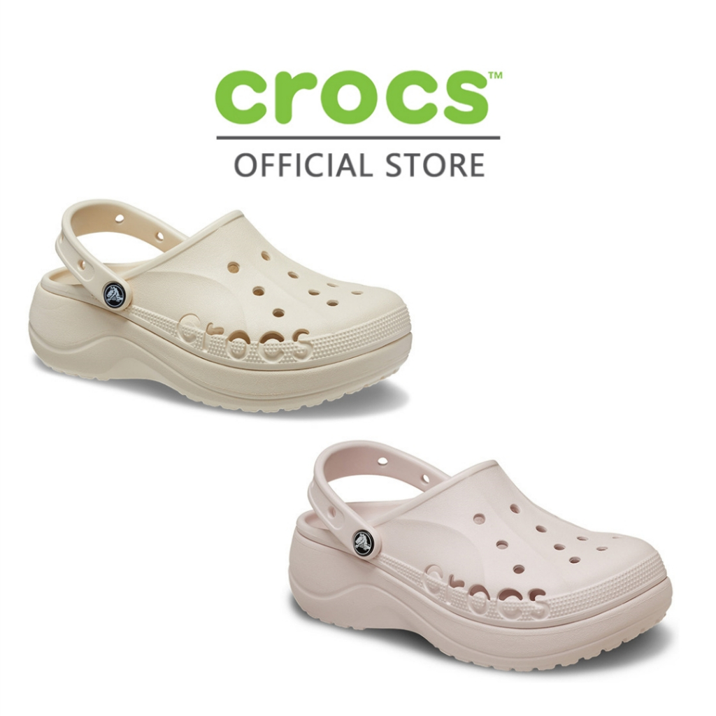 CROCS รองเท้าแตะผู้หญิง รองเท้าแตะแฟชั่น รองเท้าลำลองผู้หญิง รองเท้าส้นตึก รุ่น 20818611S - 2สี Bone&Barely Pink