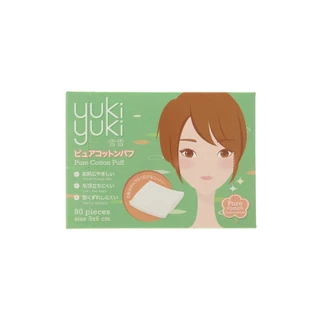 YukiYuki Pure Cotton Puff 80 แผ่น/กล่อง (1แถม1)