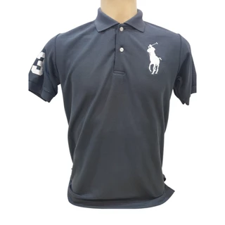 เสื้อคอปกโปโลสีพื้น ม้าใหญ่ ปักแขนเลข 3 งานพรีเมี่ยม ผ้าไม่ร้อน ผ้าไม่เละไม่ย้วย
