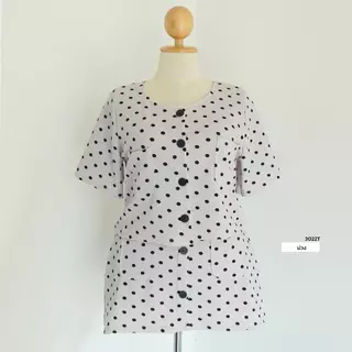 ANNNEW ชุดเซ็ทผ้ายืดมูลเวฟเสื้อคลุมลายจุด+กางเกงกระโปรง 3022T