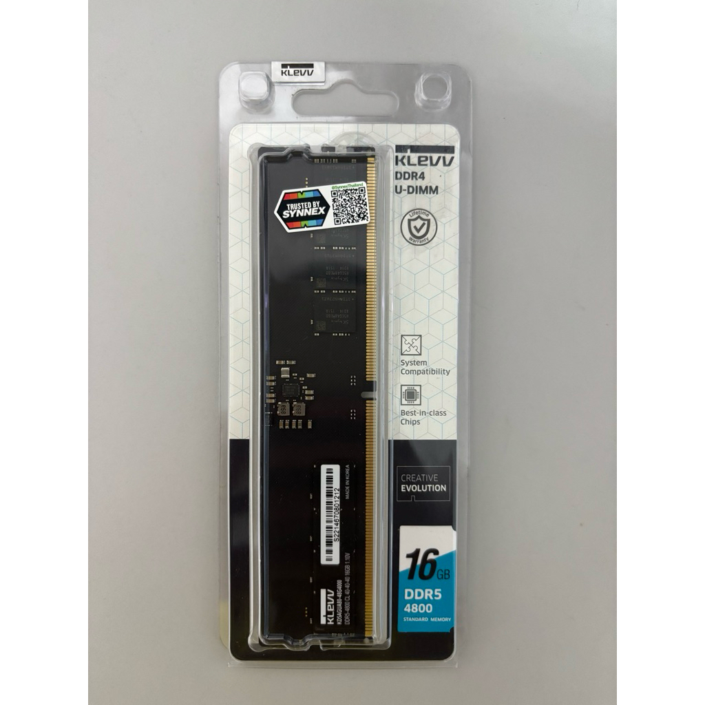 แรม KLEVV DDR5 16GB (16X1) BUS 4800 (ของใหม่) ประกัน LT