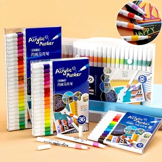 ปากกามาร์กเกอร์อะคริลิค 12/24/36/48/60/80สี กันน้ำ Acrylic Marker Pen เขียนได้ทุกพื้นผิว /พลาสติก/ไม้/เหล็ก/ผ้าใบ/หิน