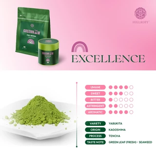 Hillkoff : ผงมัทฉะ Greennow Pure Matcha เกรด Excellence แท้ 100% มัทฉะบริสุทธิ์ ไม่ผสมแป้ง มัตจะ ชาเขียว