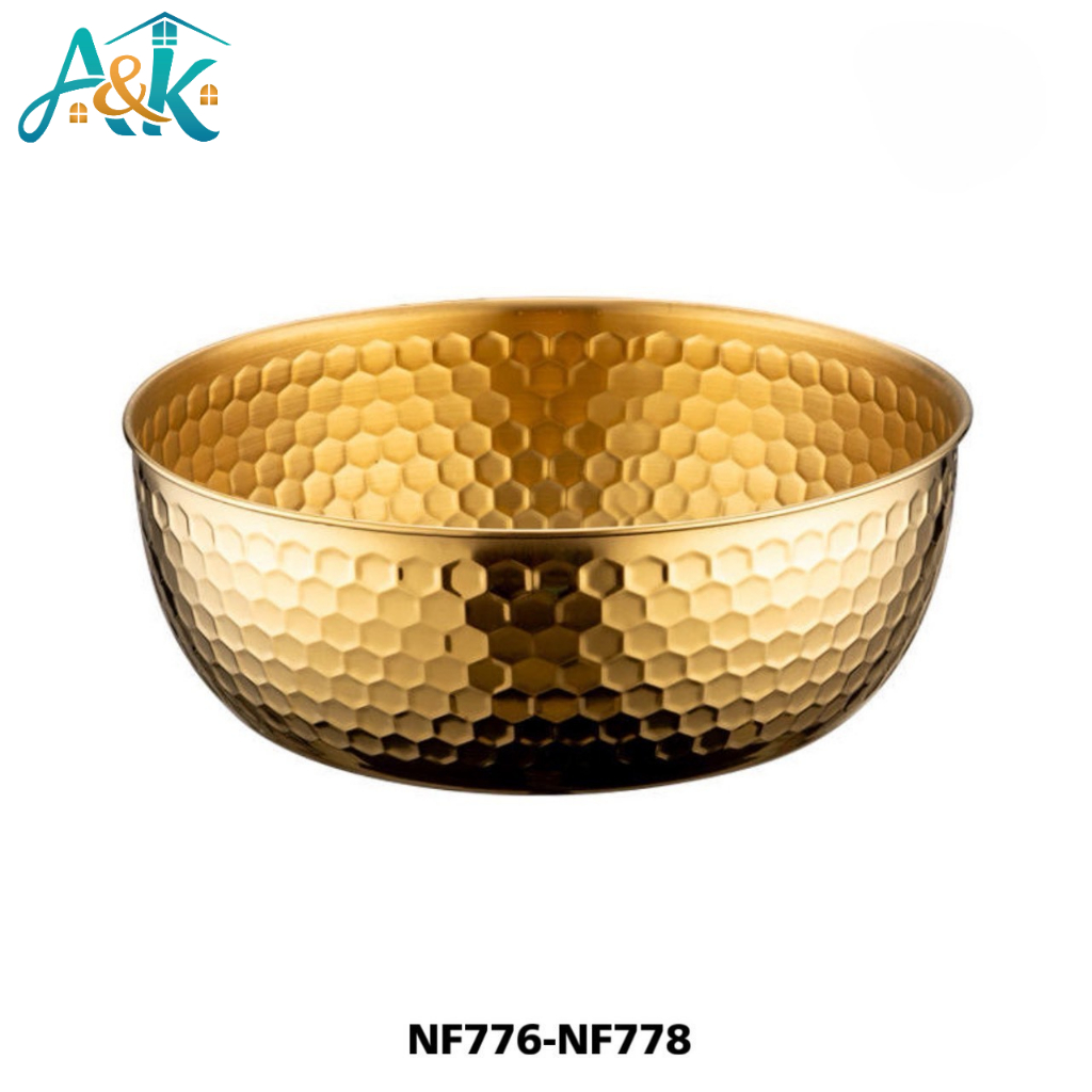 A&k family shop ชามสแตนเลส ลายรังผึ้ง สีทอง NF776-778