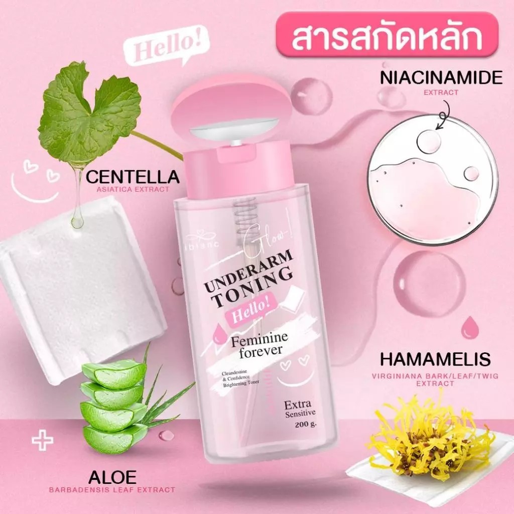 [โทนเนอร์ฝาปั้ม 200ml] โทนเนอร์เช็ดรักแร้ ขาหนีบ คอดำ ข้อศอกดดำ Iblanc Underarm Toning