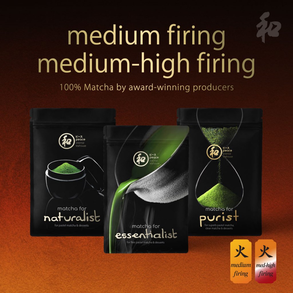 Peace 和 Medium / Medium-High Firing Matcha 40g (All Grades) | ผงชาเขียวมัทฉะ 100%