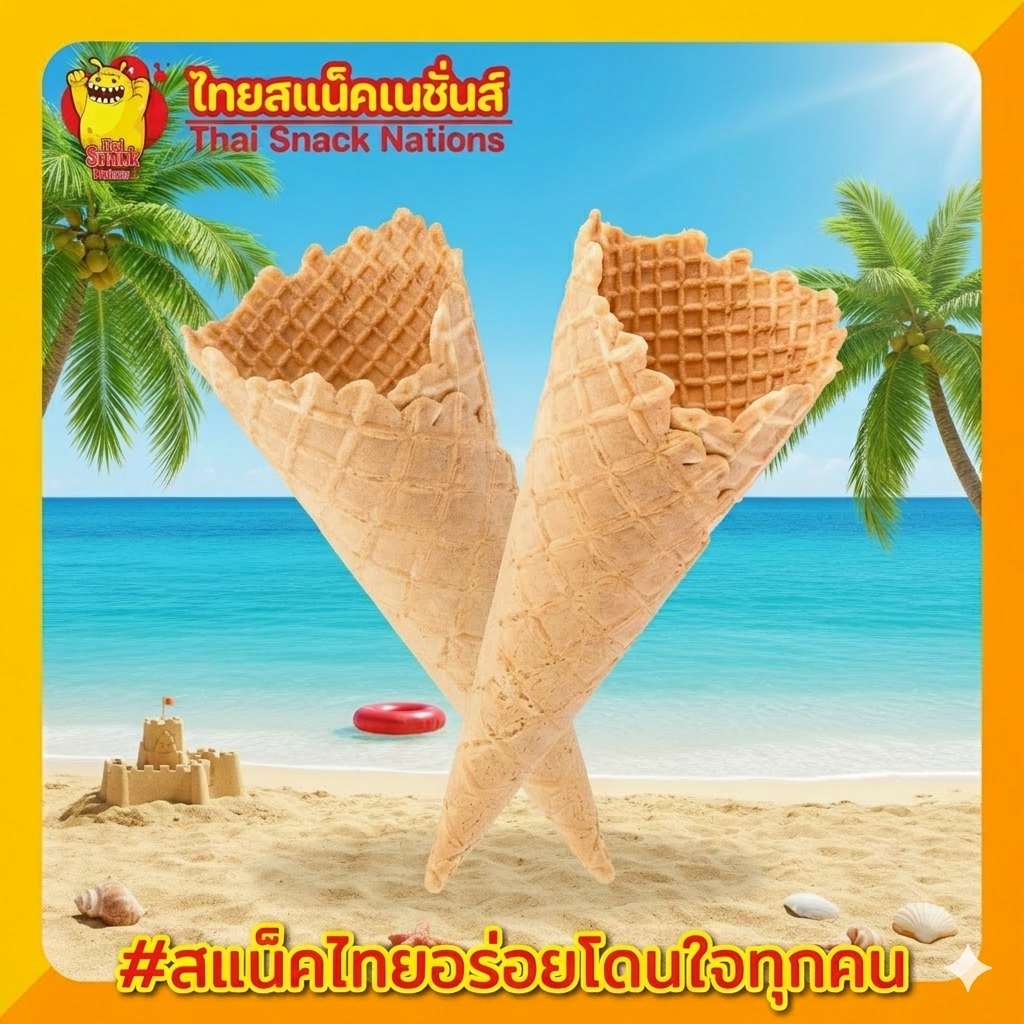 วาฟเฟิลโคนไอศครีม โคนไอติม  1 แถว มี 12 ชิ้นพร้อมจัดส่ง !! ไอศครีม โคนเบเกอรี่