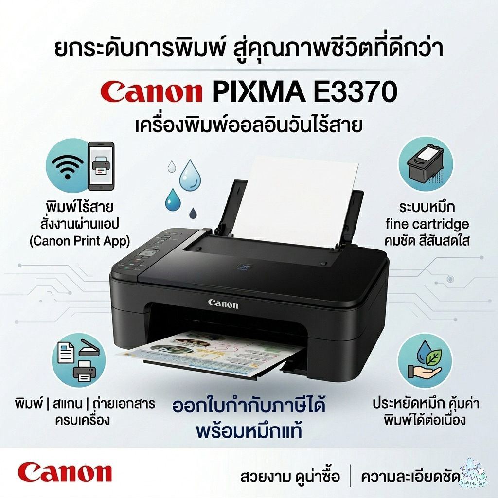 Canon PIXMA E3370 เครื่องพิมพ์อิงค์เจ็ท All-in-One