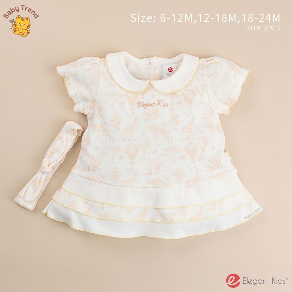 Elegant Kids ชุดเด็กผู้หญิง 6-24เดือน ชุดเดรส พร้อมที่คาดผม ลาย ElegantLand | Babytrend