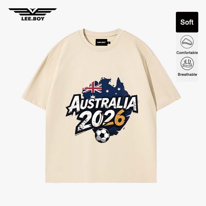 เสื้อยืด คอกลม ระบายอากาศได้ มี 10 สี cotton ลายพิมพ์ FIFA World Cup 2026™ Australia (ส่งเร็ว จัดส่งจากไทย)