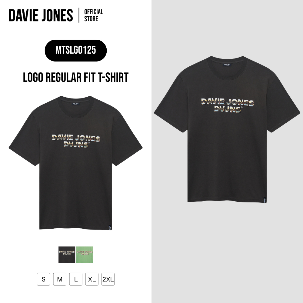 DAVIE JONES [BE FEARLESS] เสื้อยืดผู้ชาย Logo Regular Fit T-Shirt สีดำ ขาว เขียวอมเทา เขียวขี้ม้า LG0149
