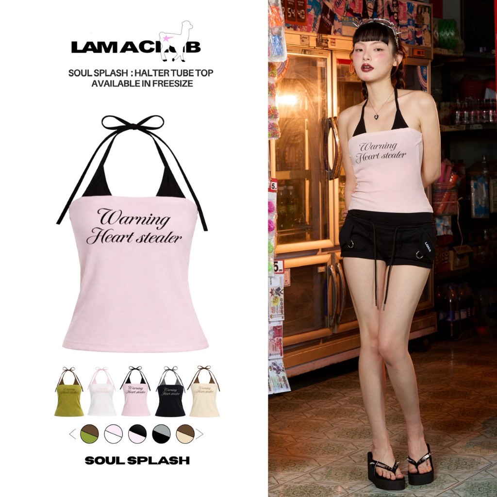 Soul Splash เสื้อคล้องคอ เข้ารูป ผ้าซีทรูบางส่วน ฟรีไซส์