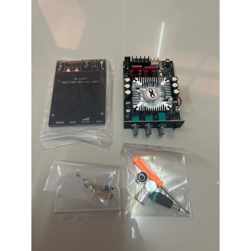 600บาท ZK-1602Tแอมป์ สำหรับตู้ DIY 160x2Chไฟ15-36VDC Bluetooth