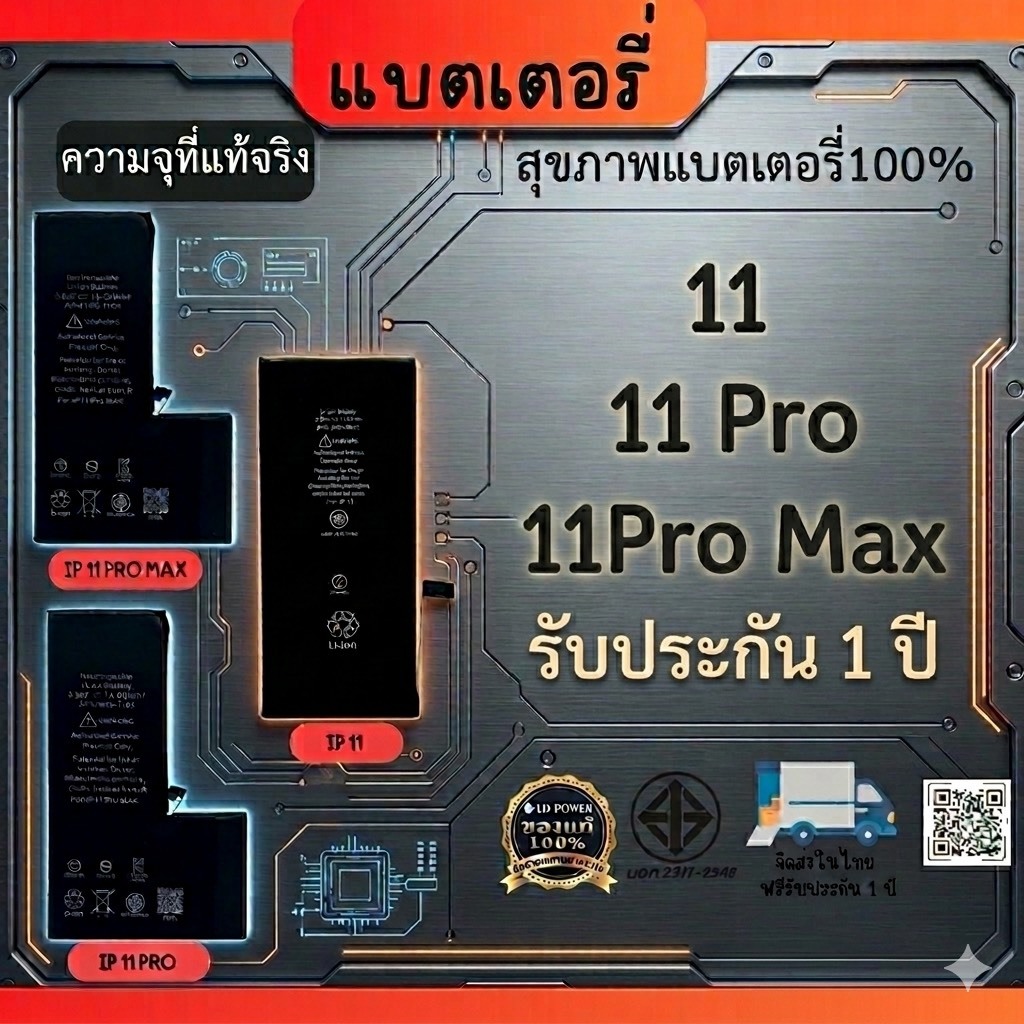 แบตเตอรี่ สำหรับ ไอโฟน รุ่น i 11/ i 11 Pro/ i 11Pro Max แถมฟรีกาว รับประกัน 1ปี สินค้ามี มอก