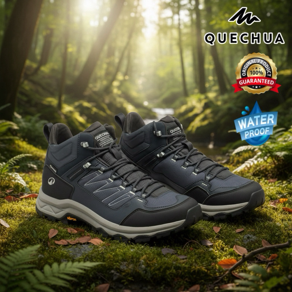 รองเท้าเดินป่าหุ้มข้อกันน้ำสำหรับผู้ชาย “มีไซส์ 40-46” รุ่น MH100 (สีเทา) QUECHUA