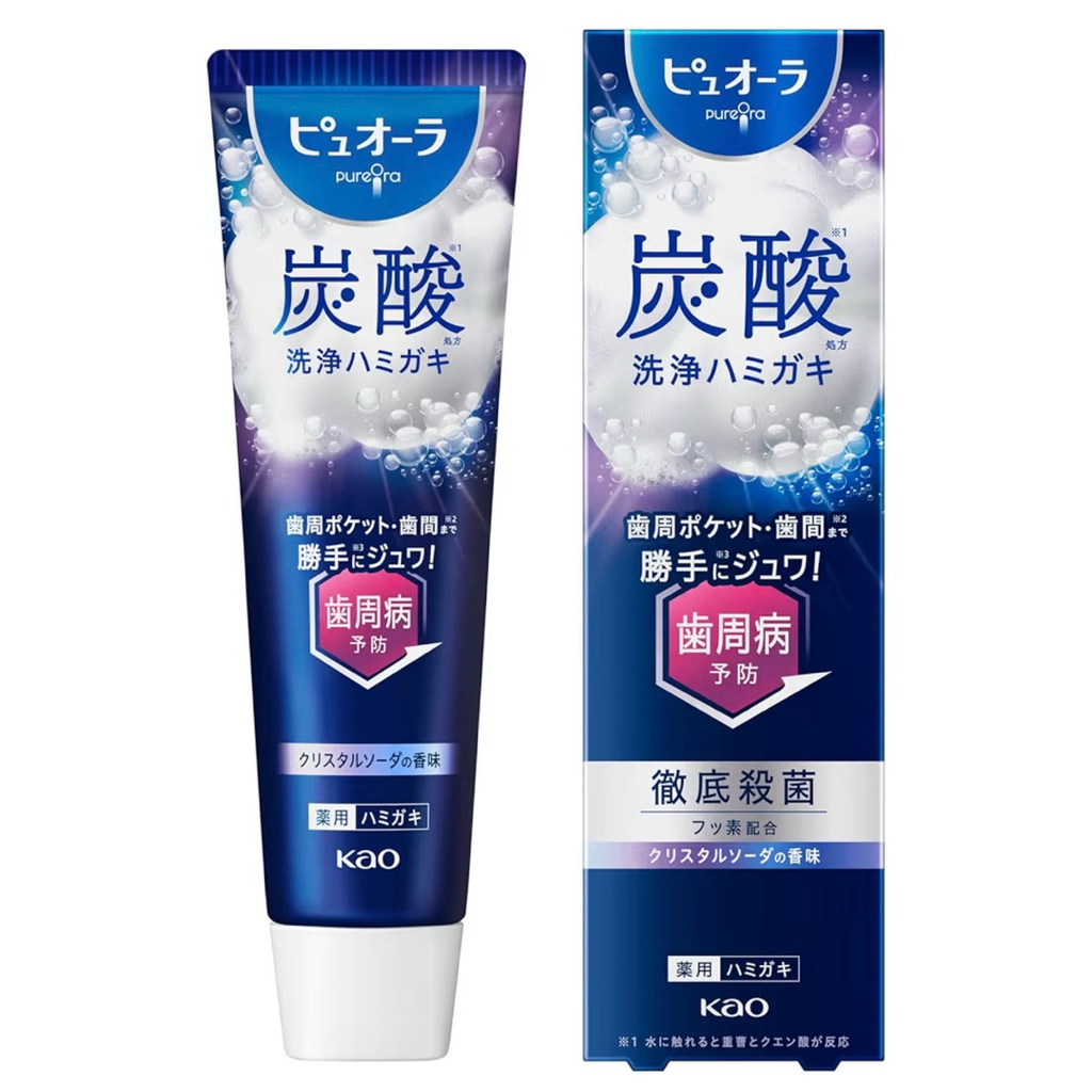 🌸🇯🇵 NEW! KAO PureOra Carbonate Toothpaste ยาสีฟันโฟมฟอง ลดกลิ่นปาก ดูแลเหงือก กลิ่นCrystal Soda จากญี่ปุ่น made in Japan