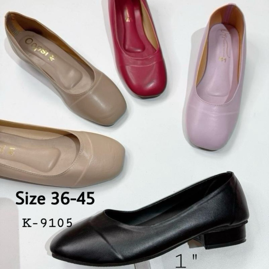 รองเท้าทรงหัวตัด ไซซ์ใหญ่ส้นสูง 1 นิ้ว ถูกระเบียบรุ่น k-9105(ไซซ์41-45)