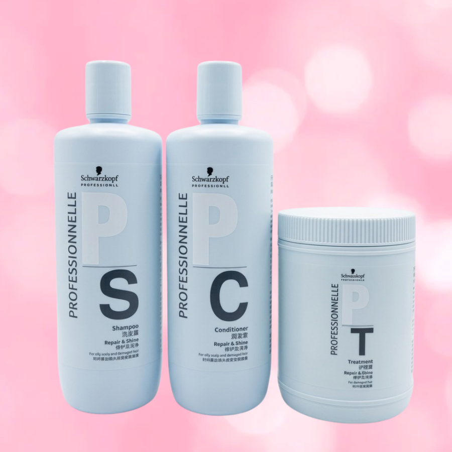 Schwarzkopf Professionnelle Repair & Shine แชมพู ครีมนวด 1000 MLผลิตภัณฑ์ดูแลเส้นผมที่เน้นการฟื้นบำรุงและเพิ่มความเงางาม