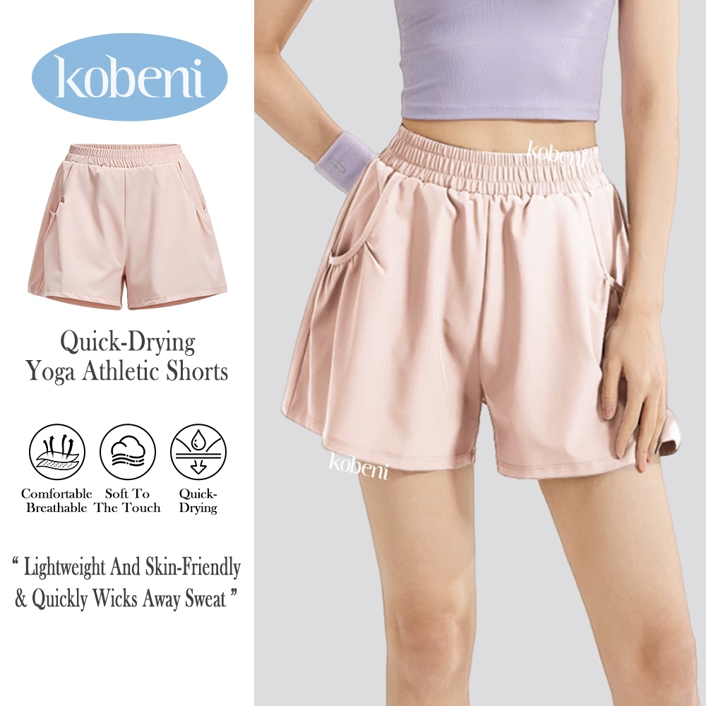 ⭐KOBENI⭐กางเกงออกกำลังกายขาสั้น กางเกงโยคะ กางเกงวิ่ง 2in1 มีซับใน มีกระเป๋า น้ำหนักเบา ระบายอากาศได้ดี