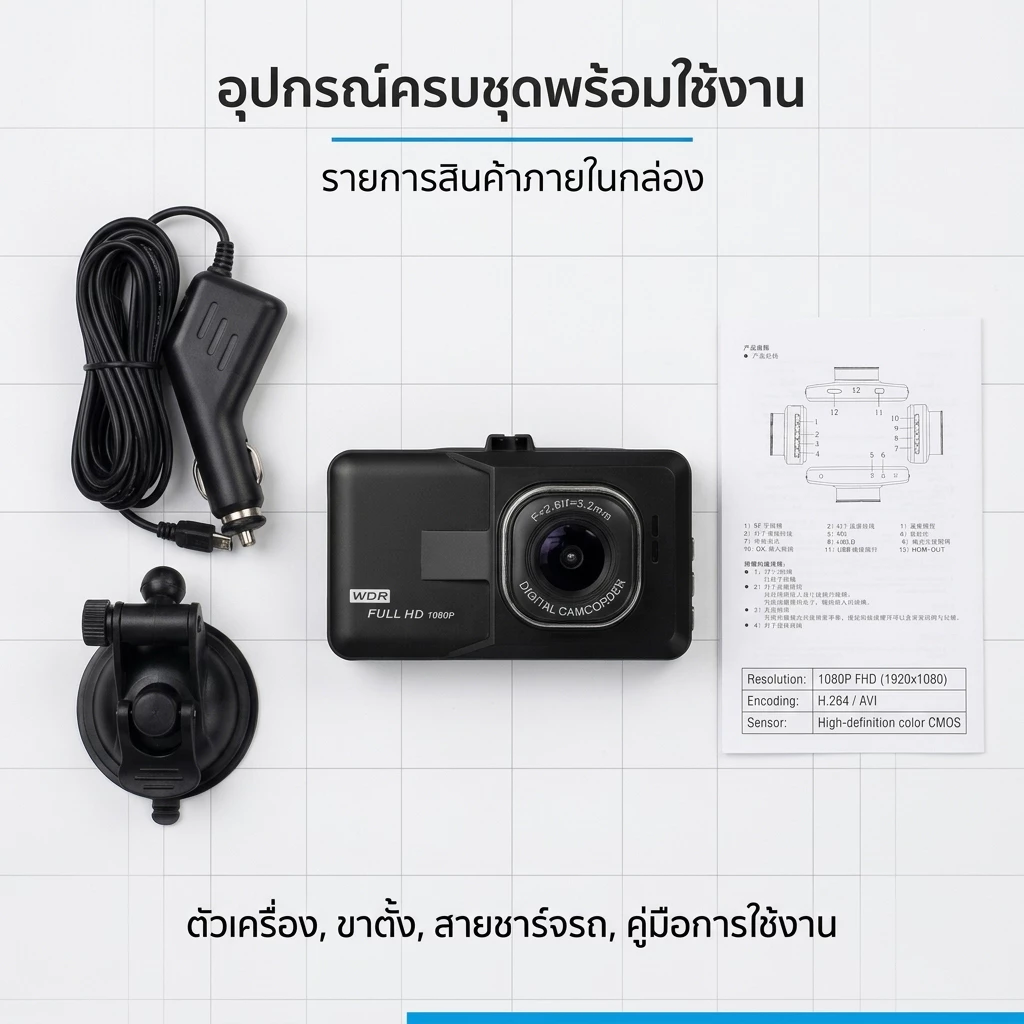 กล้องติดรถยนต์หน้า/หลัง รุ่น บันทึกภาพ Full HD 4K เลนส์มุมกว้าง 270/กล้องติดรถยนต์หน้าหลัง thumbnail 10