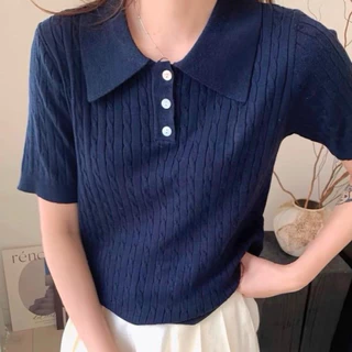 LITTLEMOM-เสื้อโปโลลายเปียสำหรับผู้หญิง รุ่น POLOO