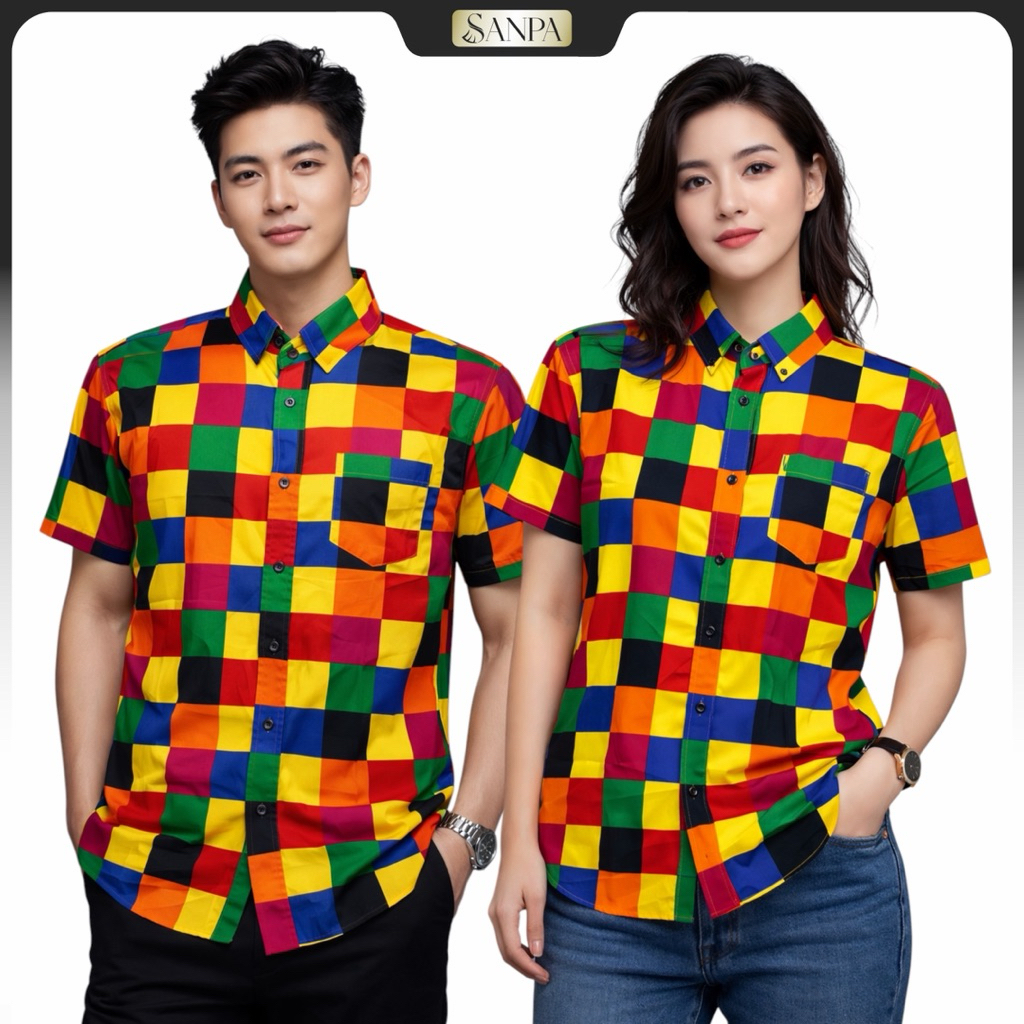 เสื้อแหยมแขนสั้นลายสก๊อต
