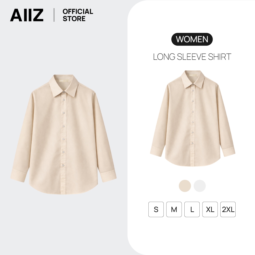 AIIZ (เอ ทู แซด) - AIIZ เสื้อเชิ้ตผู้หญิงแขนยาวสีพื้น AIIZ Women's Long Sleeve Shirt
