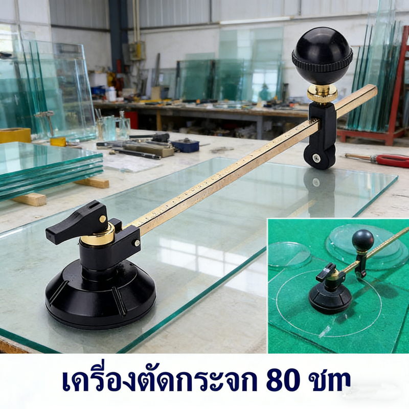 OUTOP ทีคัทตัดกระจกวงกลม 80 ซม. พร้อมถ้วยดูด มืออาชีพ สำหรับตัดขวดแก้ว
