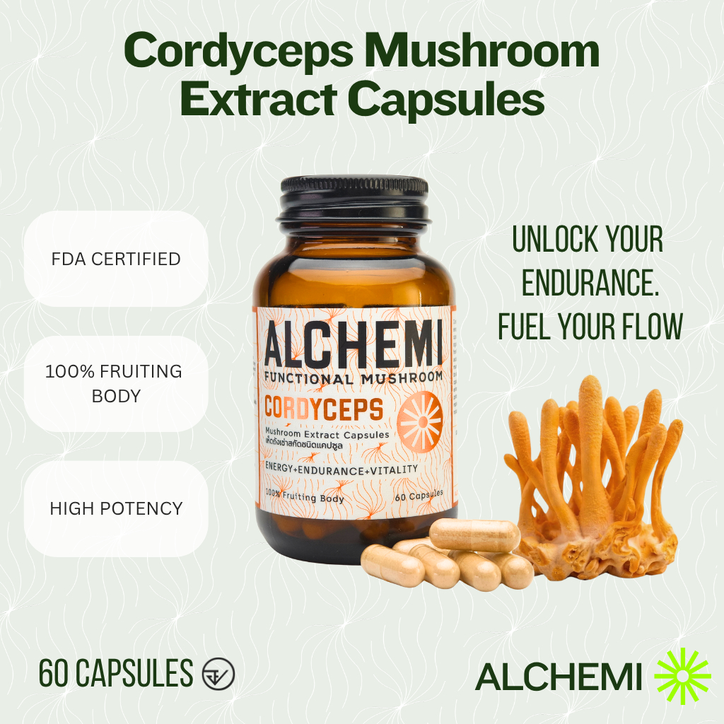 Cordyceps Mushrooms Extract Capsules - 100% Fruiting Body Extract
