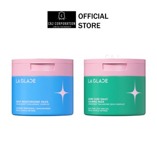 LA GLACE Toner Pad 160ml. ลา กลาส เดลี่ มอยเจอร์ไรเซอร์ / แอคเน่ แคร์ เดลี่ คลามมิ่ง โทนเนอร์แพด กระปุก