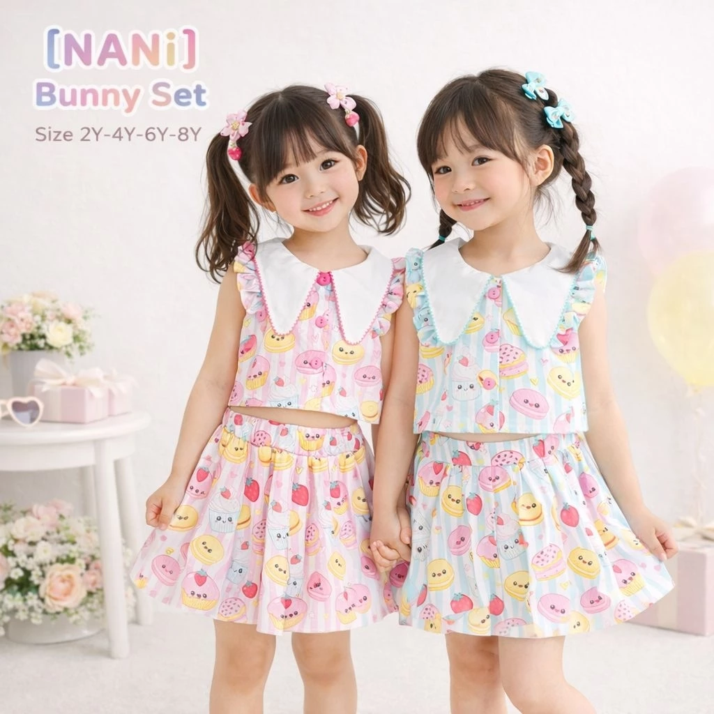 NANi : Bunny Set01 ชุดเซ็ตแฟชั่นเด็กผู้หญิง size 1-8ปี ผ้าไหมอิตาลีพรีเมียม สีสันสดใส สำหรับวันสบายๆ