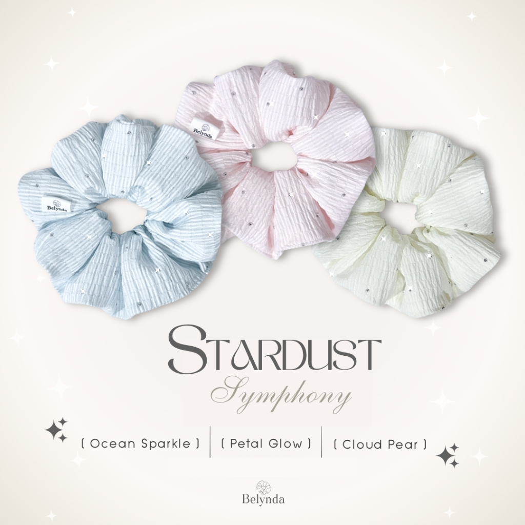 Belynda ♥ Scrunchies ♥ Stardust Symphony ยางรัดผมโดนัท ประดับเพชรแฟชั่น หรูหรา วิ๊บๆวับๆ