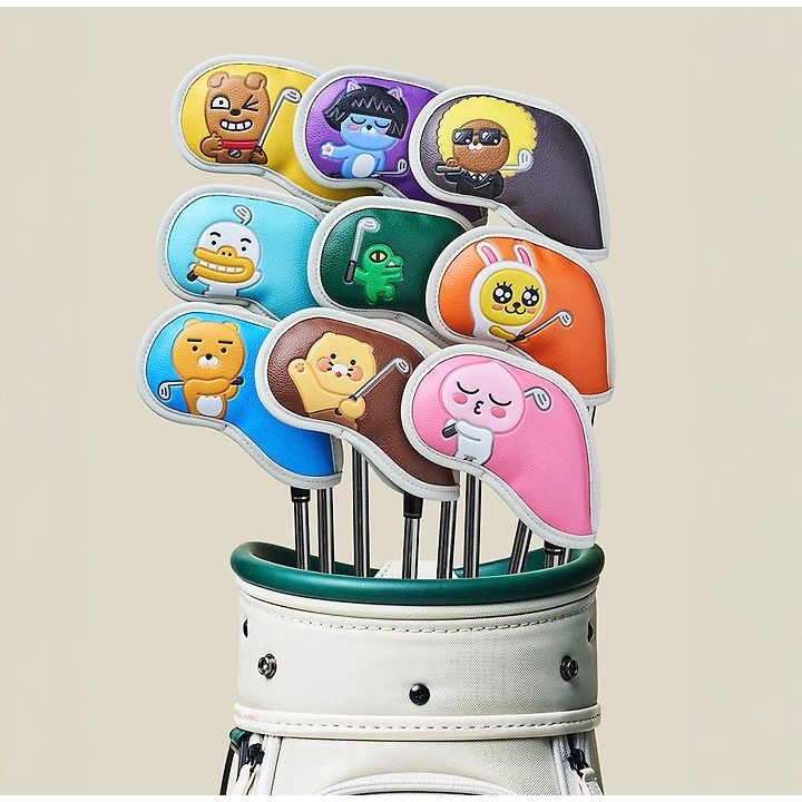 Kakao Friends Golf Iron Cover ที่ครอบหัวไม้กอล์ฟ ของแท้เกาหลี Headcover Iron Set ลายการ์ตูน Kakao Go