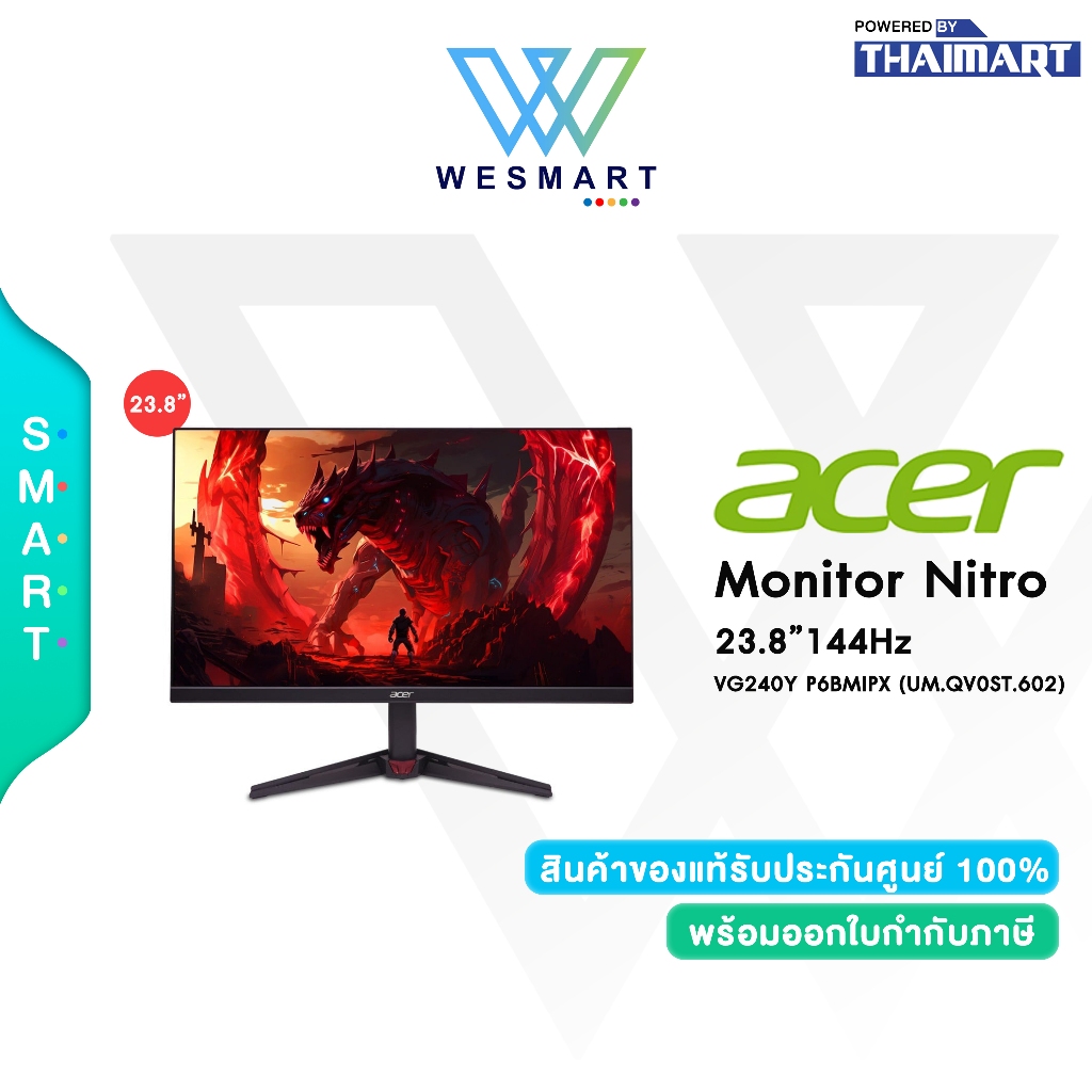 Acer Monitor Nitro VG240Y P6BMIPX (UM.QV0ST.602) : 23.8"IPS,1920x1080,144Hz/Warranty 3 Years Parts &